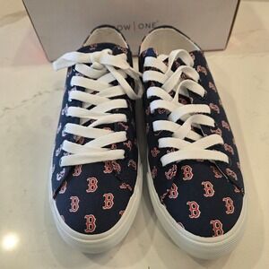 Boston Red Sox Canvas Sneakers Navy Blue MLB Shoes‎ Mens 5.5 Womens 7 Row One